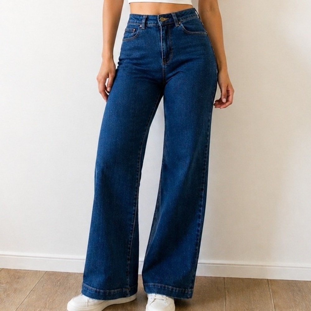 Zara Trafaluc Women Dark Wash High Rise Flare Jeans Blue Denim Size 4